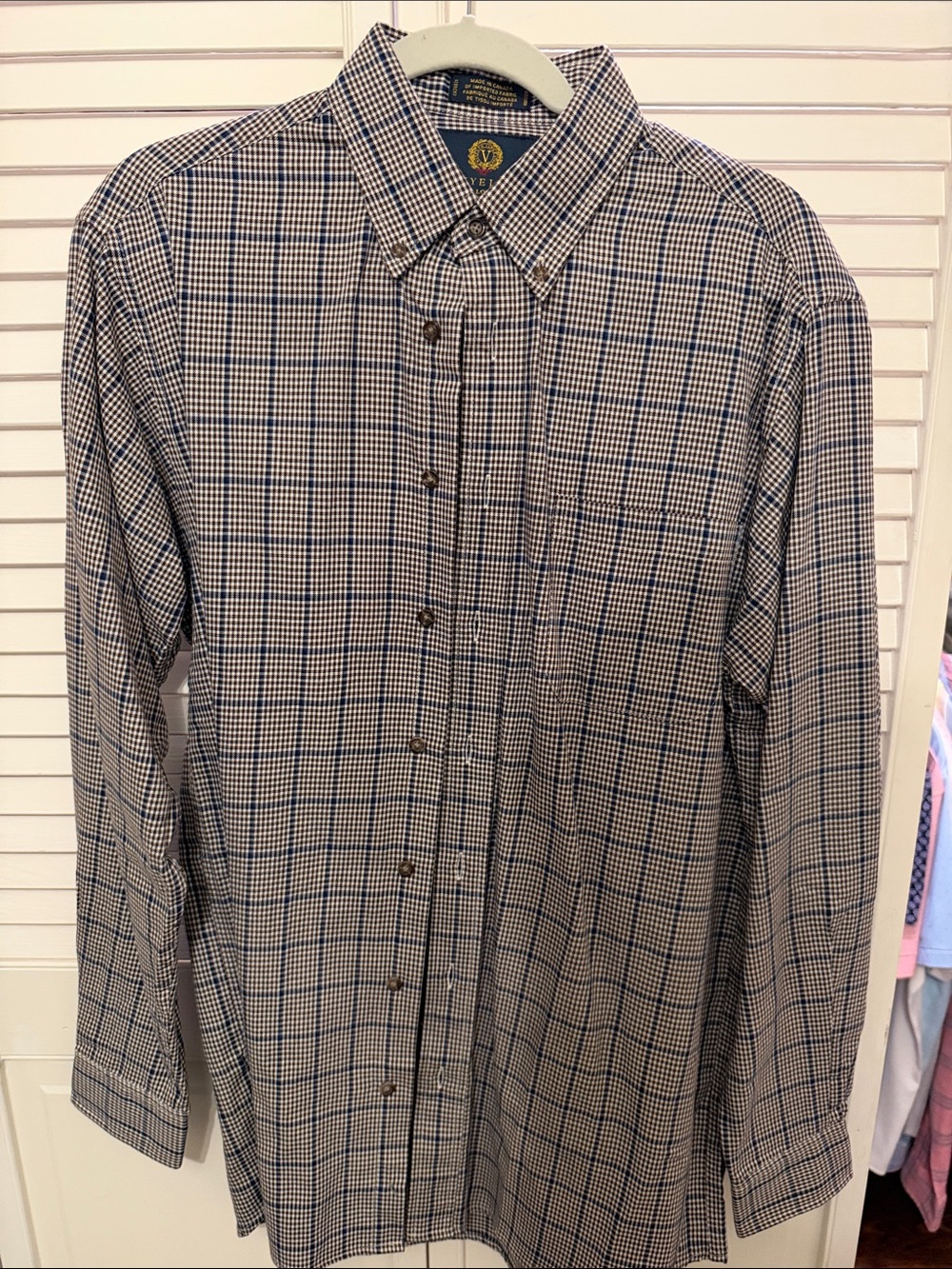 Viyella Men's Brown, Blue and White Check Button-Down Shirt